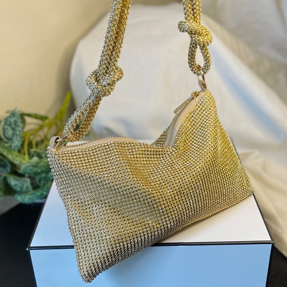 Evening Bag in Gold with Rhinestones - Picture 4 of 7